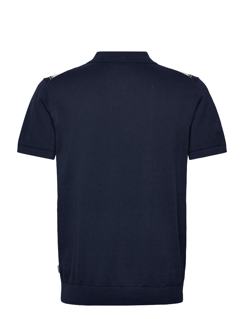Lindbergh - Knitted polo cardigan - lyhythihaiset kauluspaidat - dk blue - 2