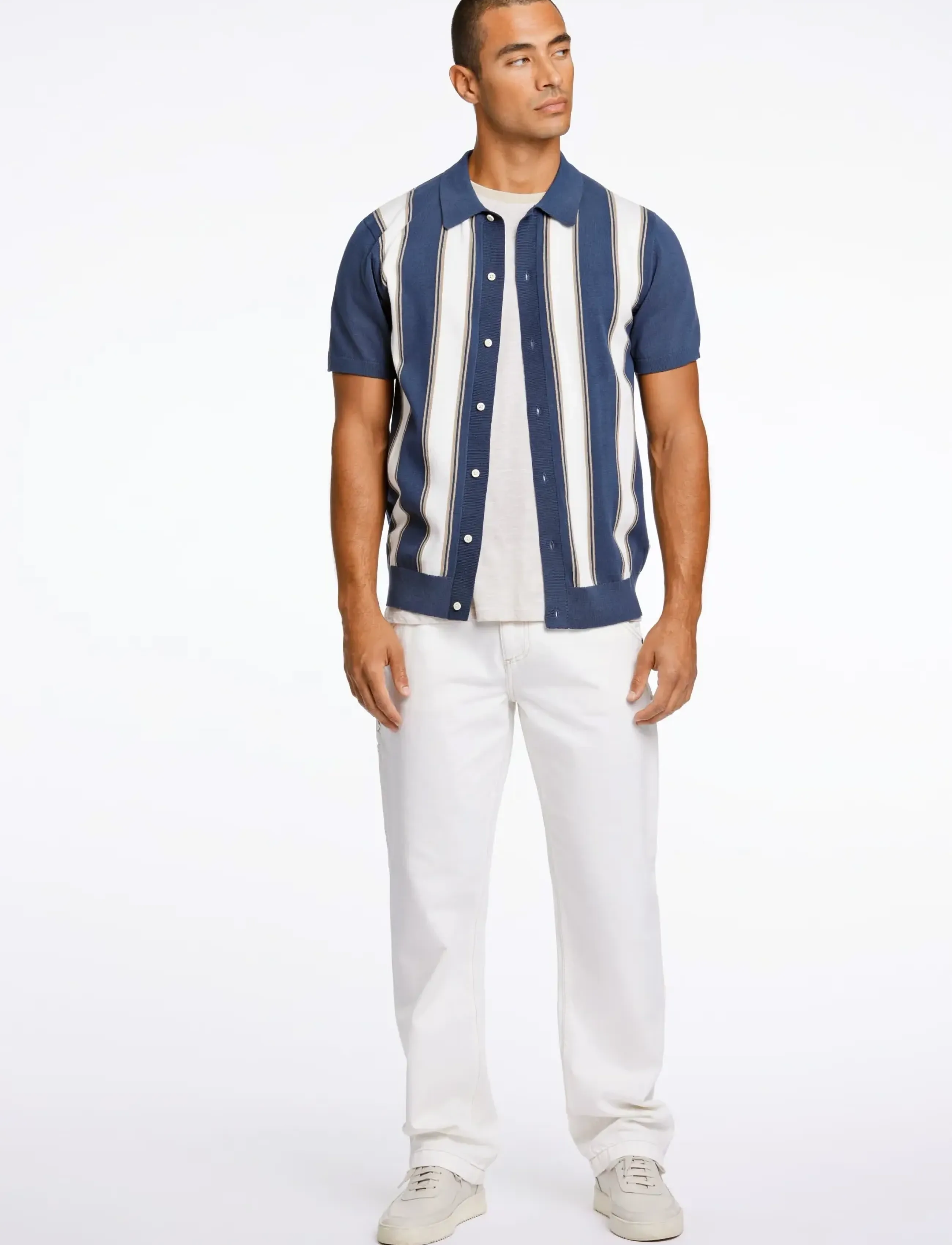 Lindbergh Knitted polo cardigan - Skjorter - DK BLUE / navy