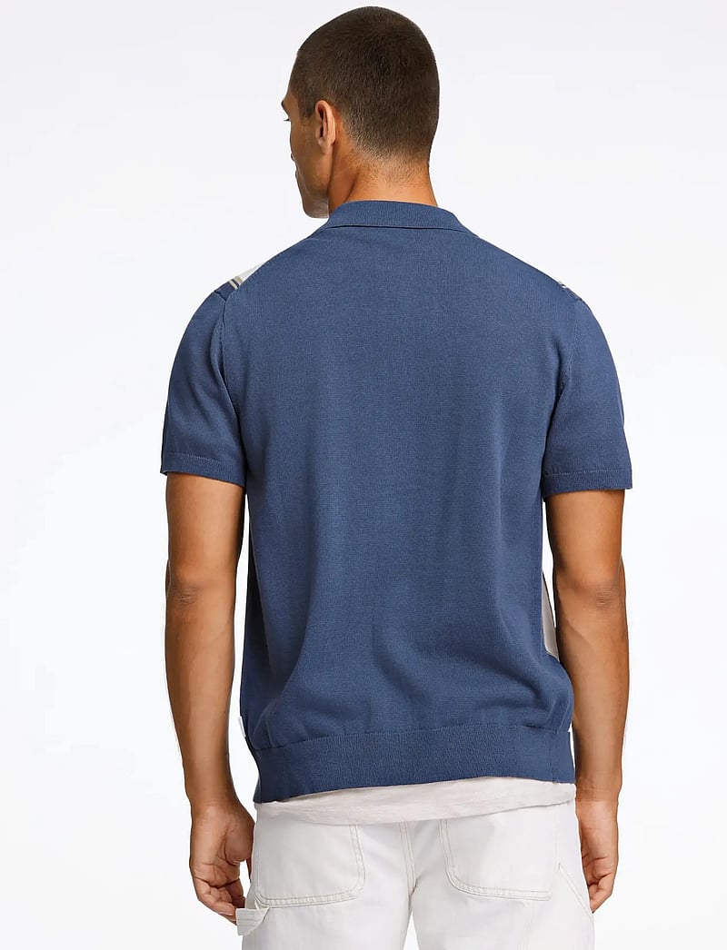 Lindbergh - Knitted polo cardigan - lyhythihaiset kauluspaidat - dk blue - 4