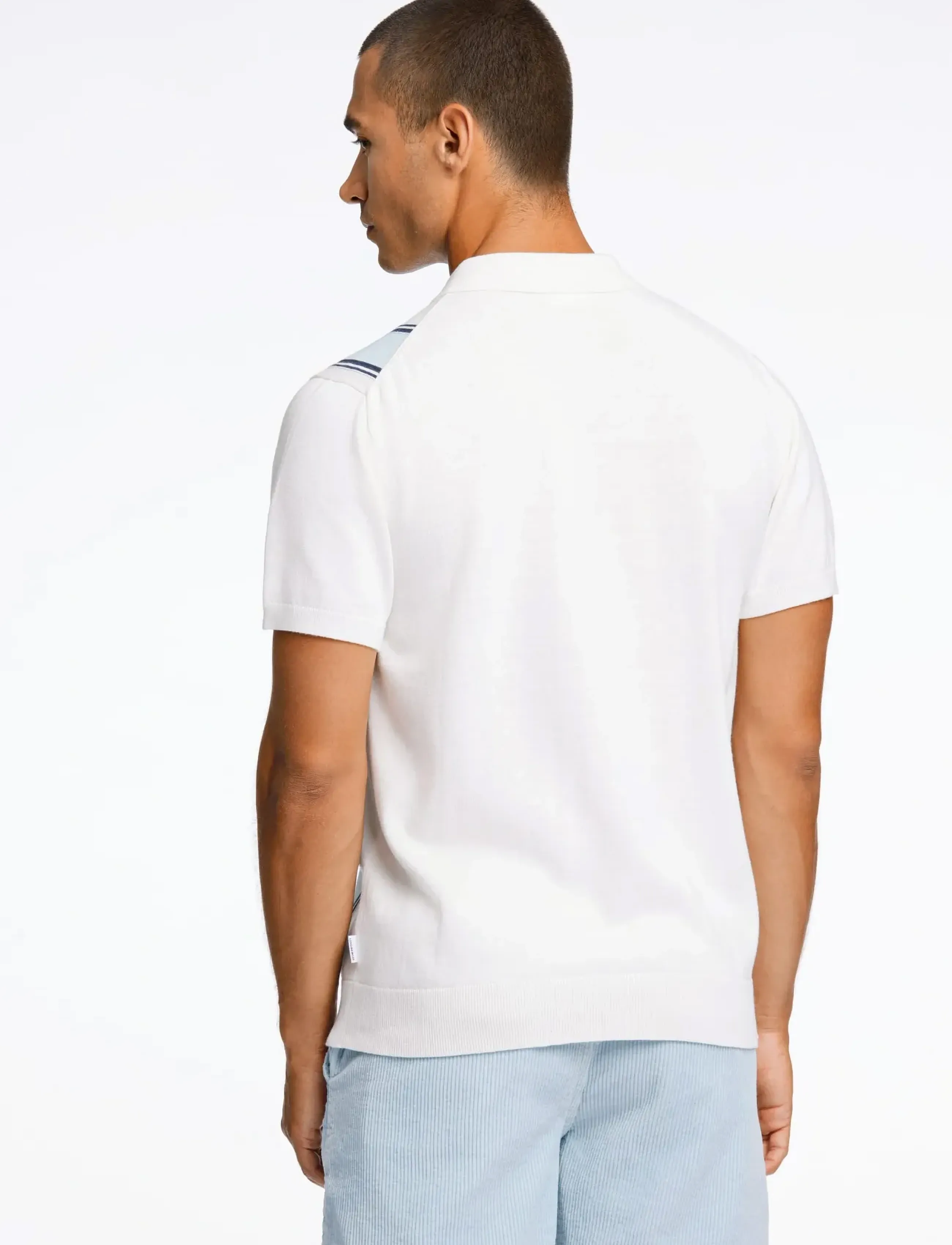 Lindbergh - Knitted polo cardigan - kurzarmhemden - off white - 4
