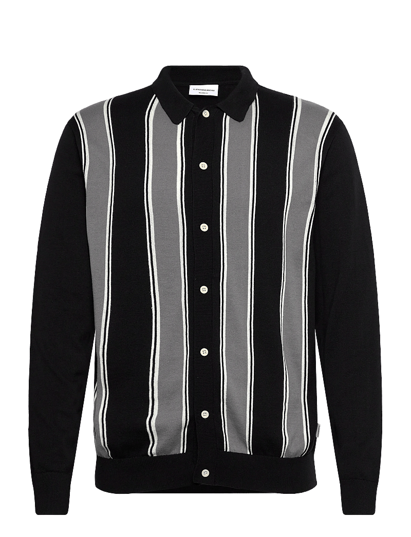 Lindbergh - ?Knitted polo cardigan L/S - cardigans - black - 1