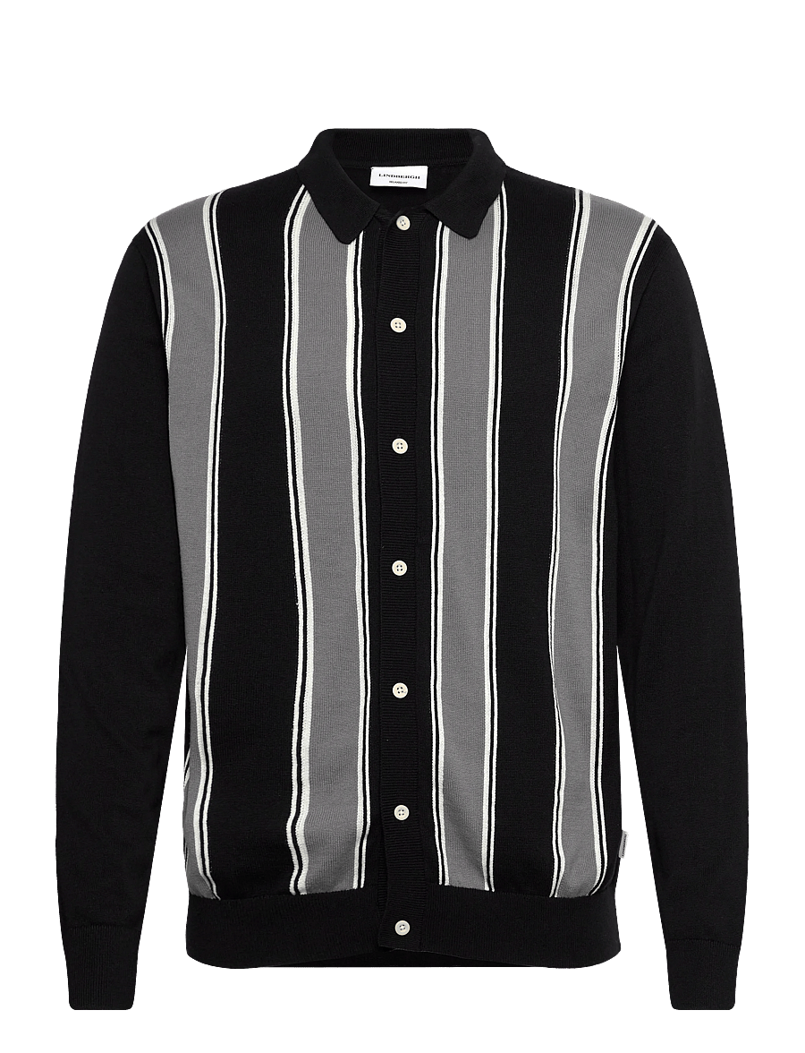 Lindbergh - ?Knitted polo cardigan L/S - strickjacken - black - 1