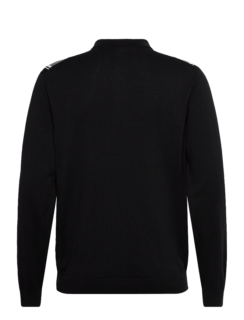 Lindbergh - ?Knitted polo cardigan L/S - cardigans - black - 2