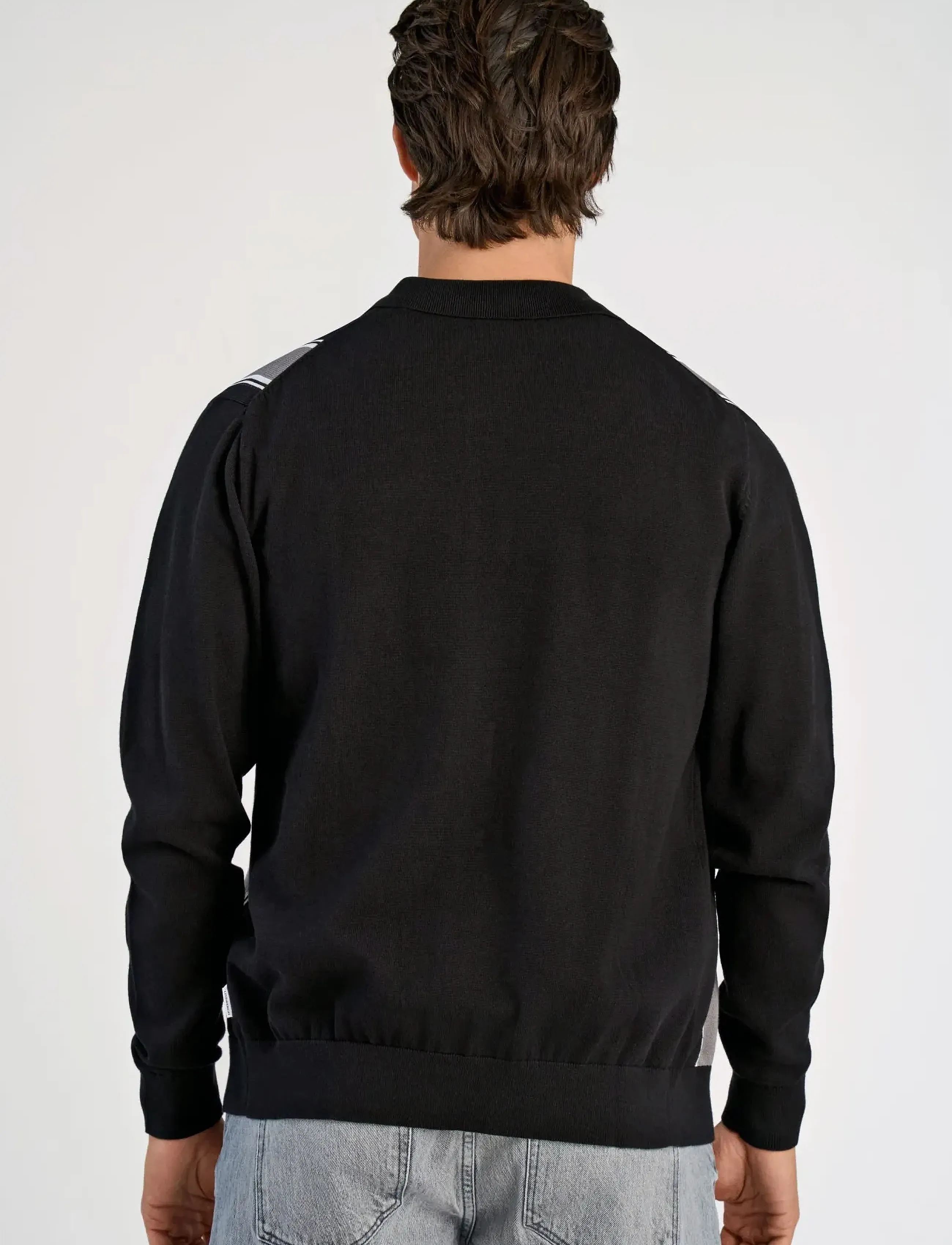 Lindbergh - ?Knitted polo cardigan L/S - gilets - black - 4