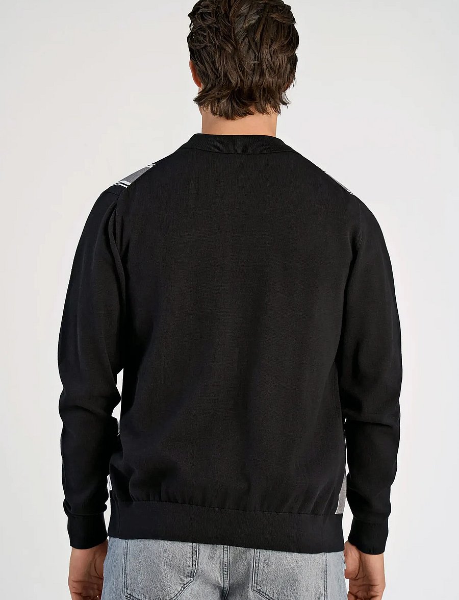Lindbergh - ?Knitted polo cardigan L/S - strickjacken - black - 4
