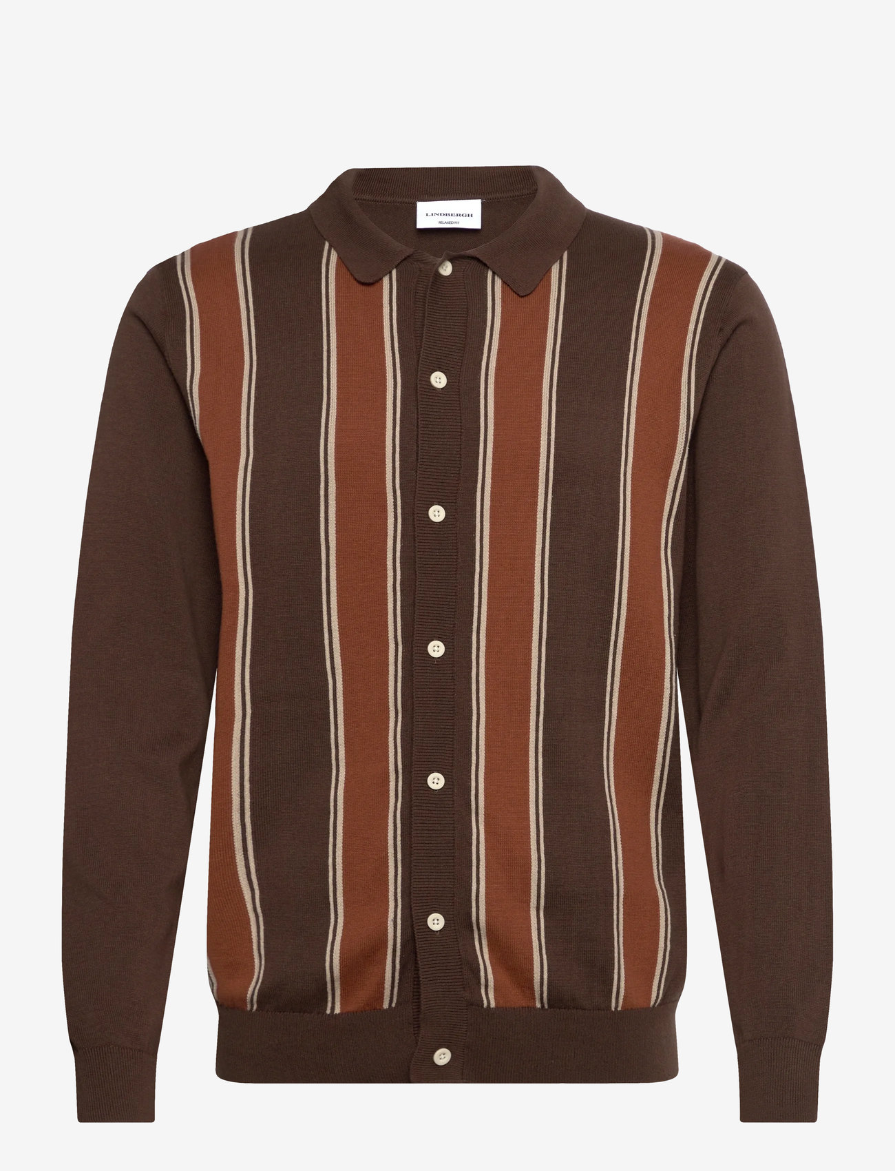 Lindbergh - ?Knitted polo cardigan L/S - cardigans - brown copper - 1