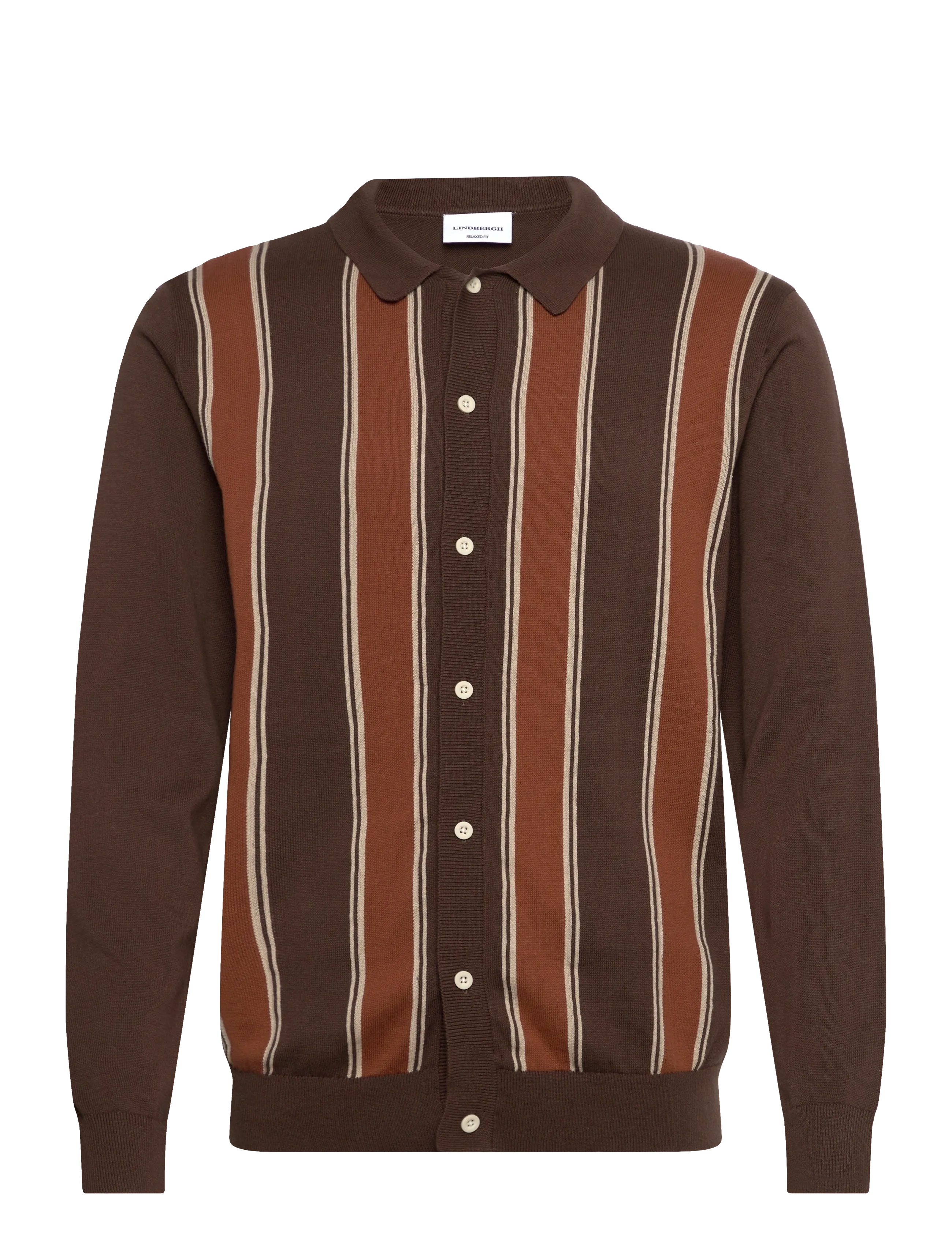 Lindbergh ?Knitted polo cardigan L/S - Cardigans - BROWN COPPER / brown