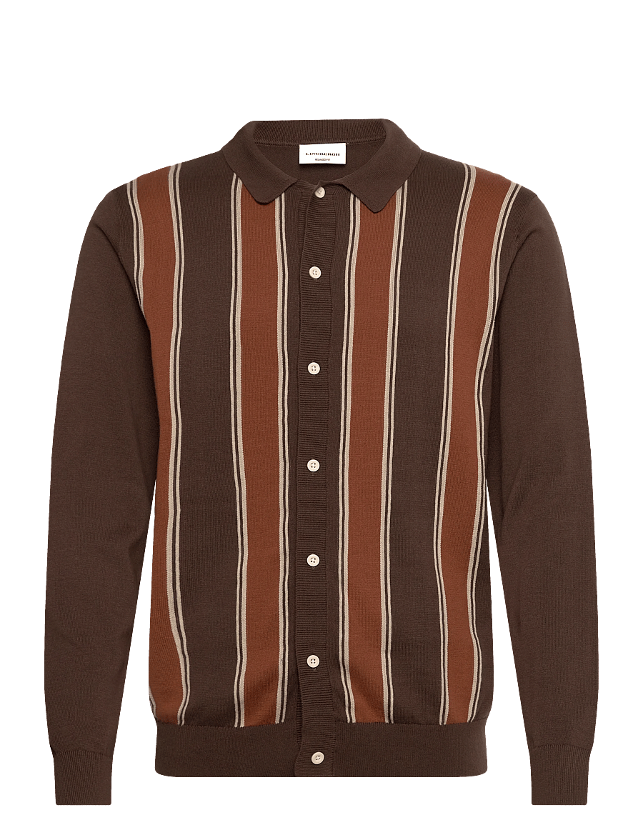 Lindbergh - ?Knitted polo cardigan L/S - strickjacken - brown copper - 1