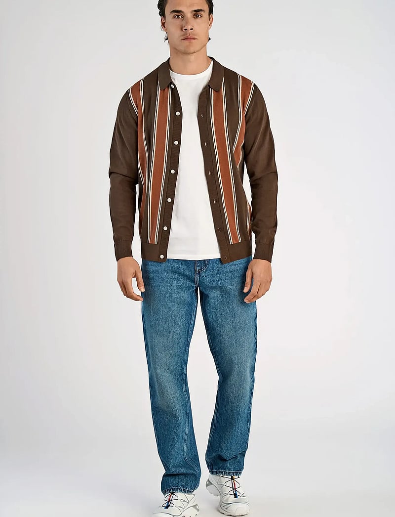 Lindbergh - ?Knitted polo cardigan L/S - cardigans - brown copper - 0