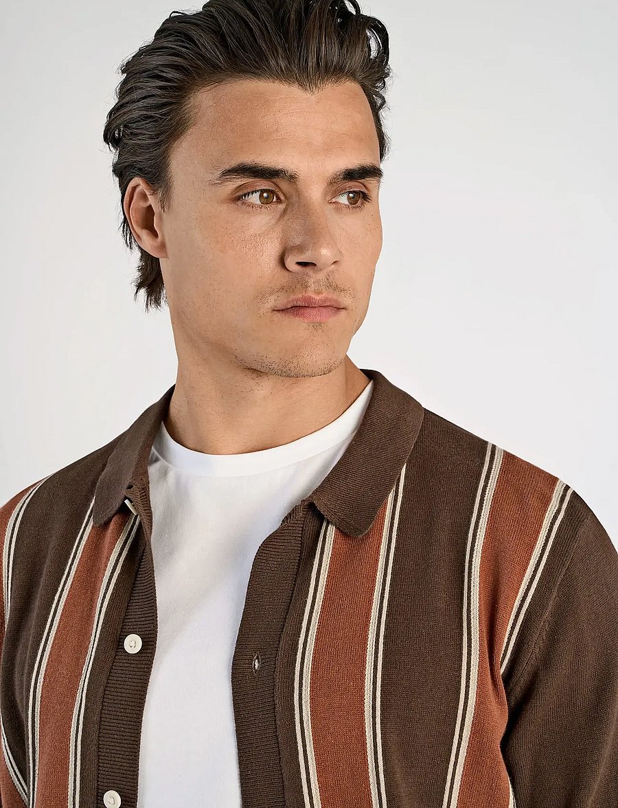 Lindbergh - ?Knitted polo cardigan L/S - strickjacken - brown copper - 3