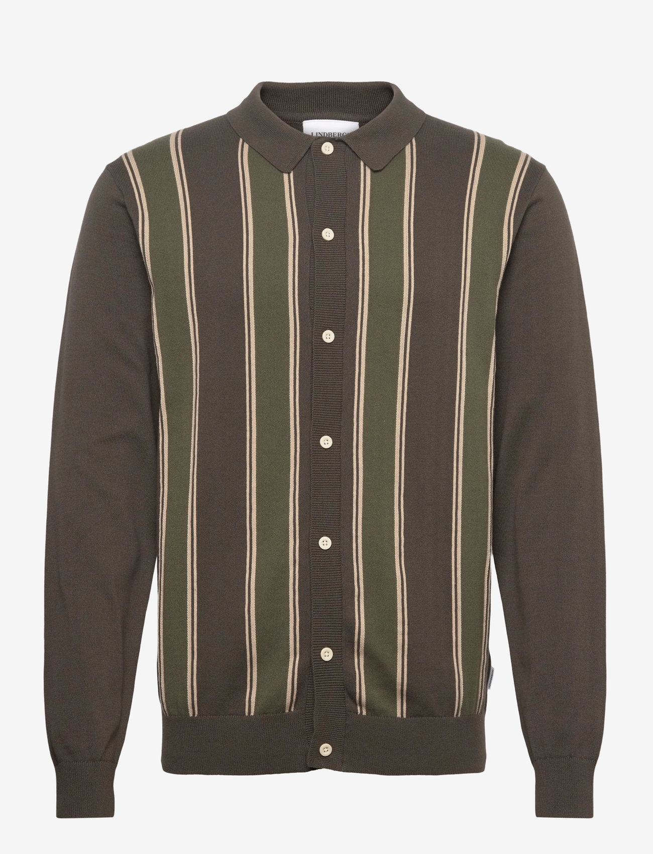 Lindbergh - ?Knitted polo cardigan L/S - cardigans - deep army - 1