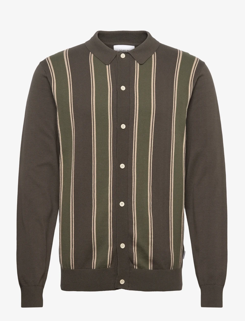 Lindbergh - ?Knitted polo cardigan L/S - koftor - deep army - 1