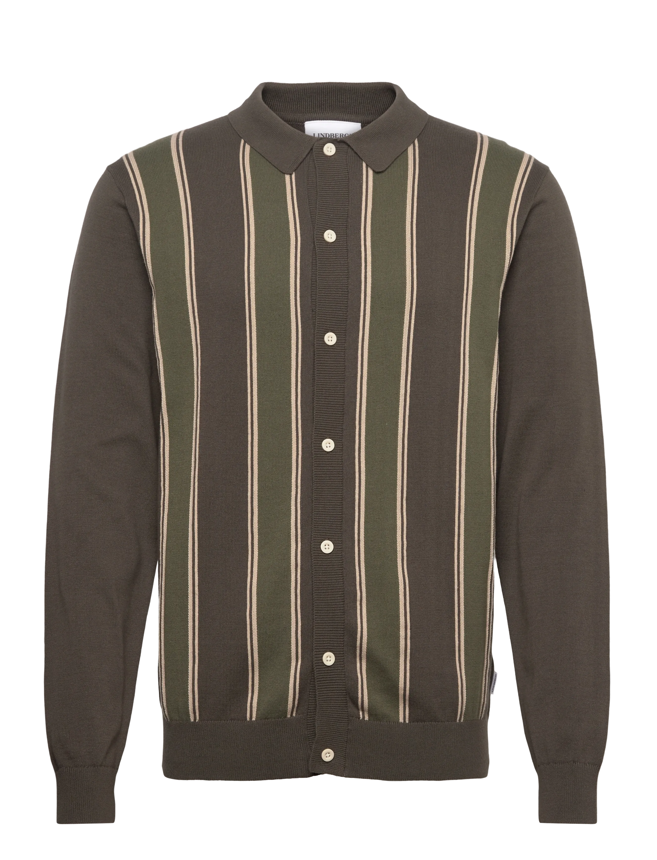 Lindbergh ?Knitted polo cardigan L/S - Cardigans - DEEP ARMY / khaki/green