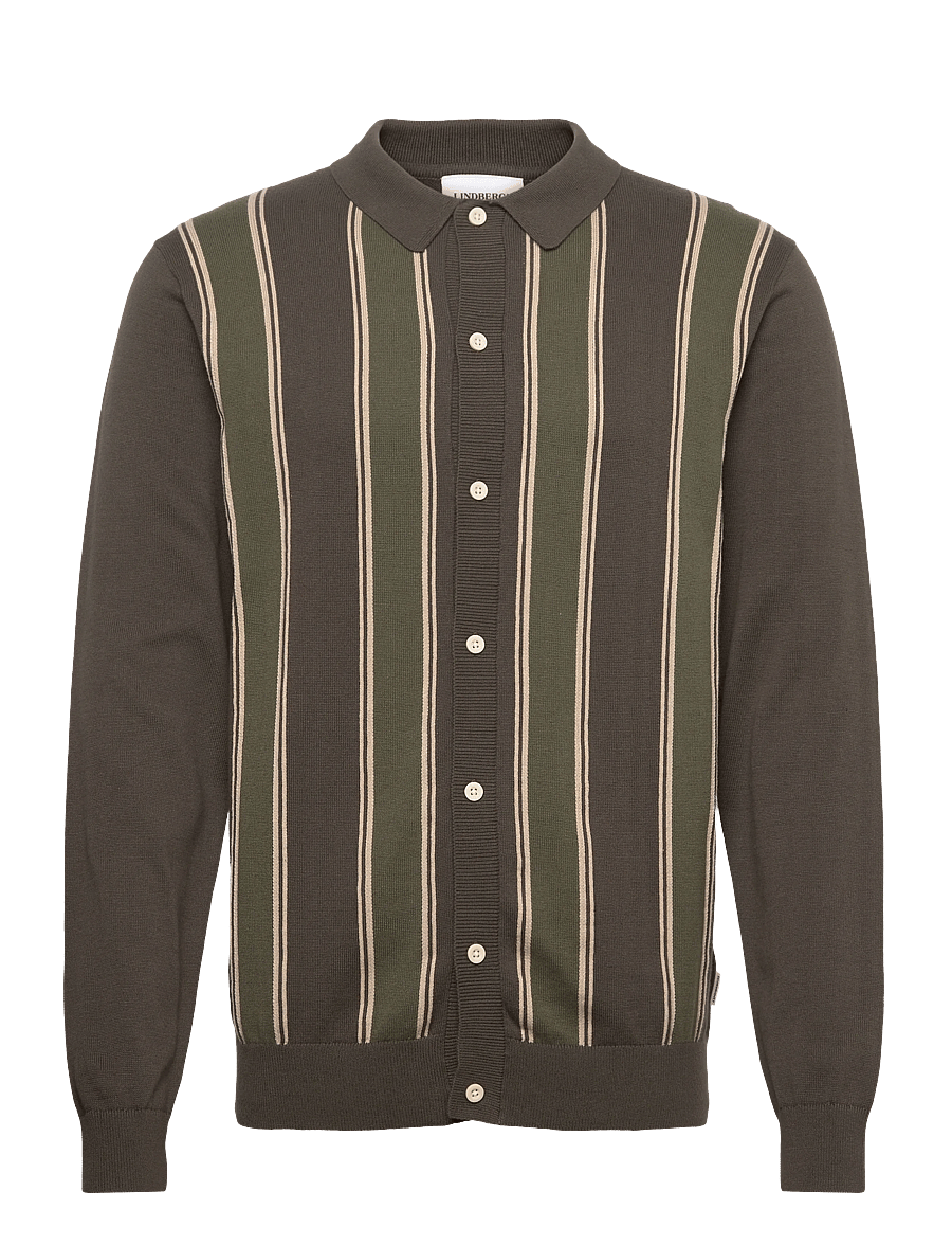 Lindbergh - ?Knitted polo cardigan L/S - strickjacken - deep army - 1