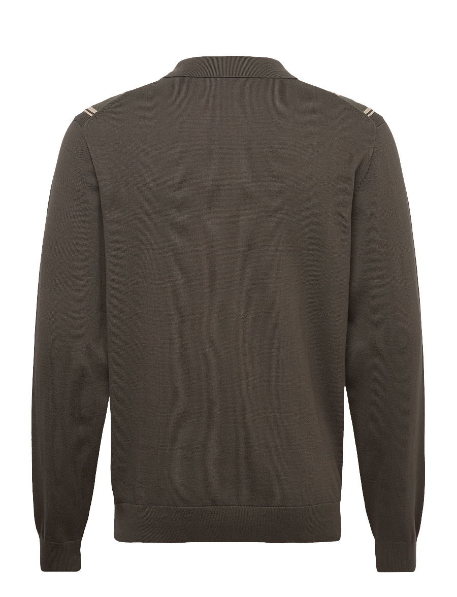 Lindbergh - ?Knitted polo cardigan L/S - strickjacken - deep army - 2