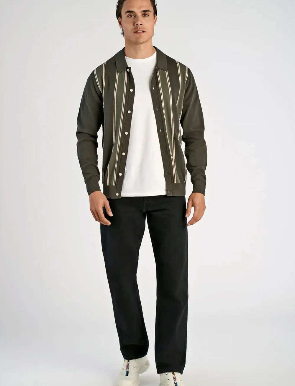 Lindbergh - ?Knitted polo cardigan L/S - koftor - deep army - 0