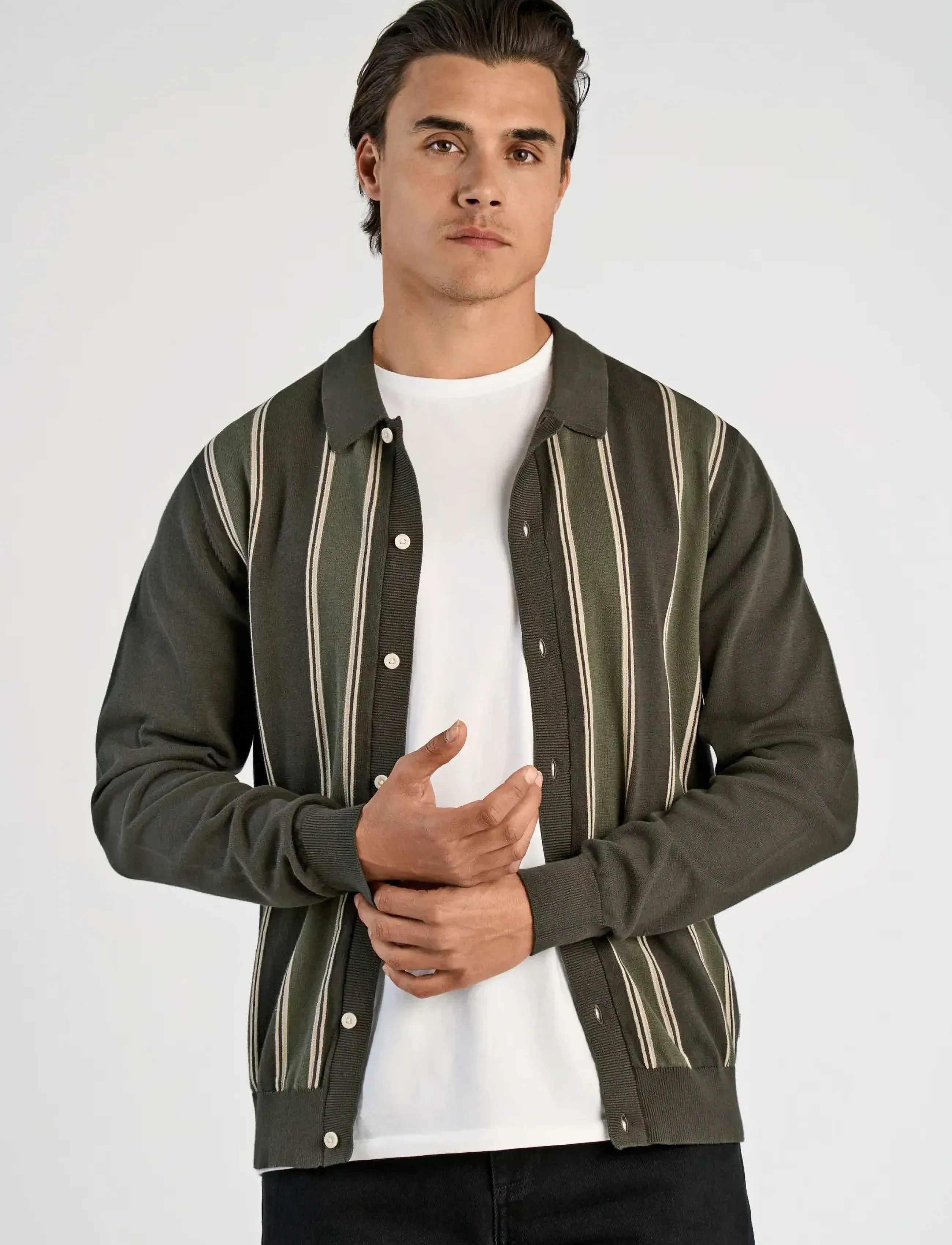 Lindbergh - ?Knitted polo cardigan L/S - strickjacken - deep army - 5