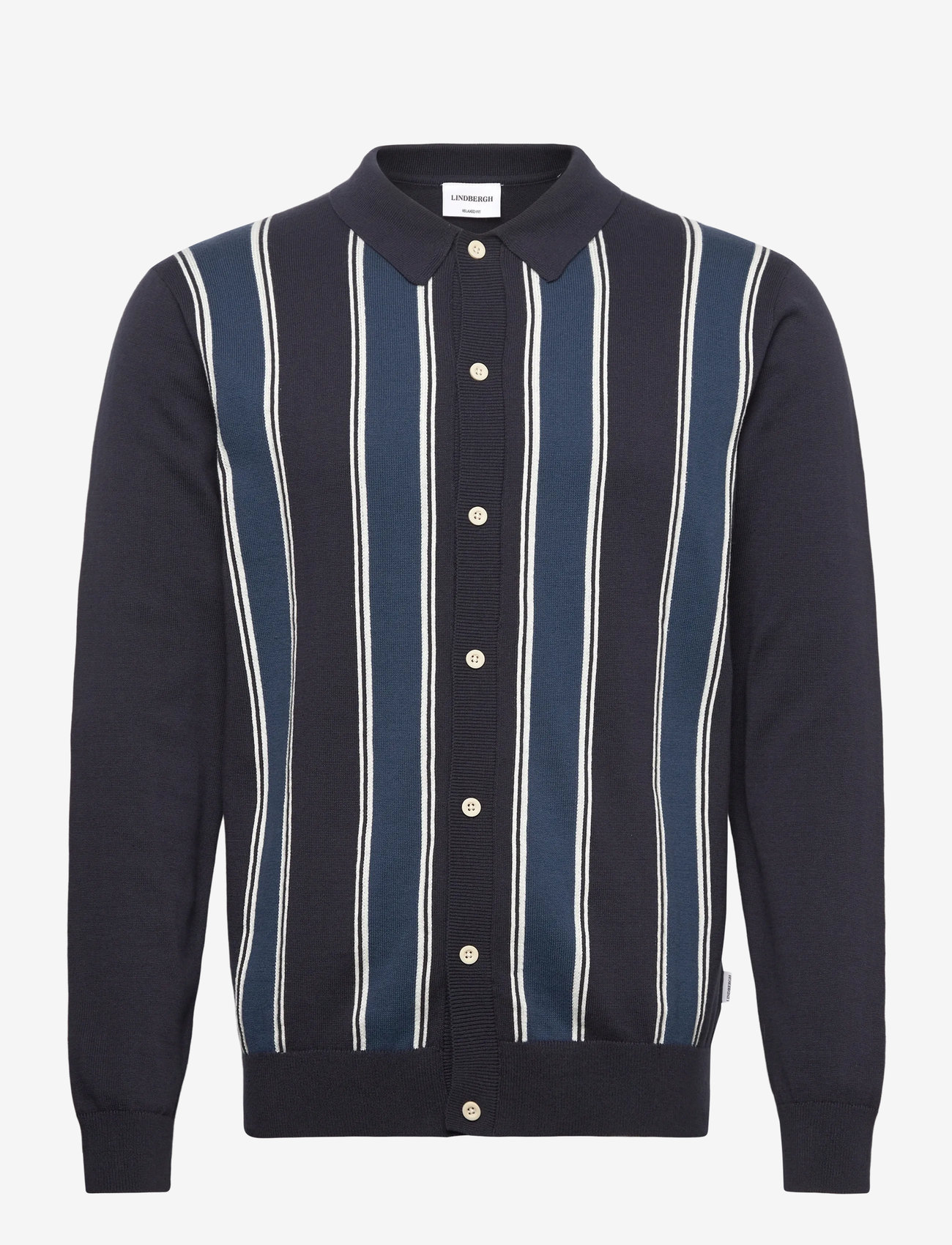 Lindbergh - ?Knitted polo cardigan L/S - kardiganid - navy - 1