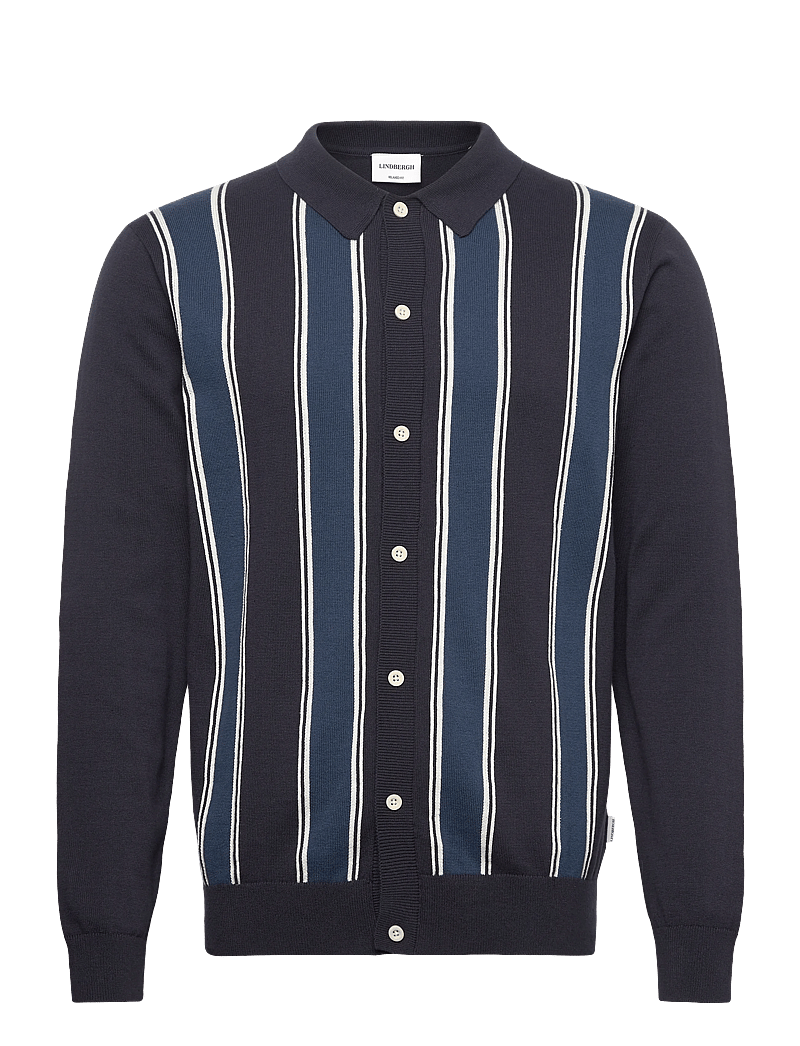 Lindbergh - ?Knitted polo cardigan L/S - kardiganid - navy - 1