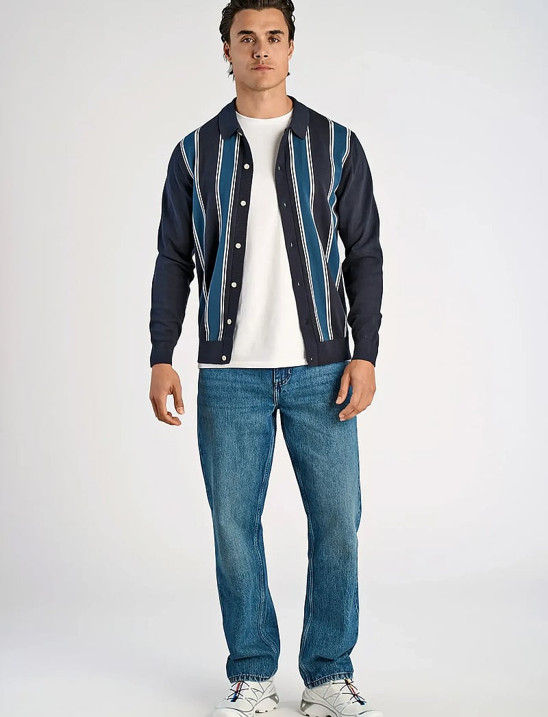 Lindbergh - ?Knitted polo cardigan L/S - kardiganid - navy - 0