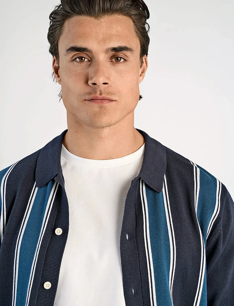 Lindbergh - ?Knitted polo cardigan L/S - kardiganid - navy - 3