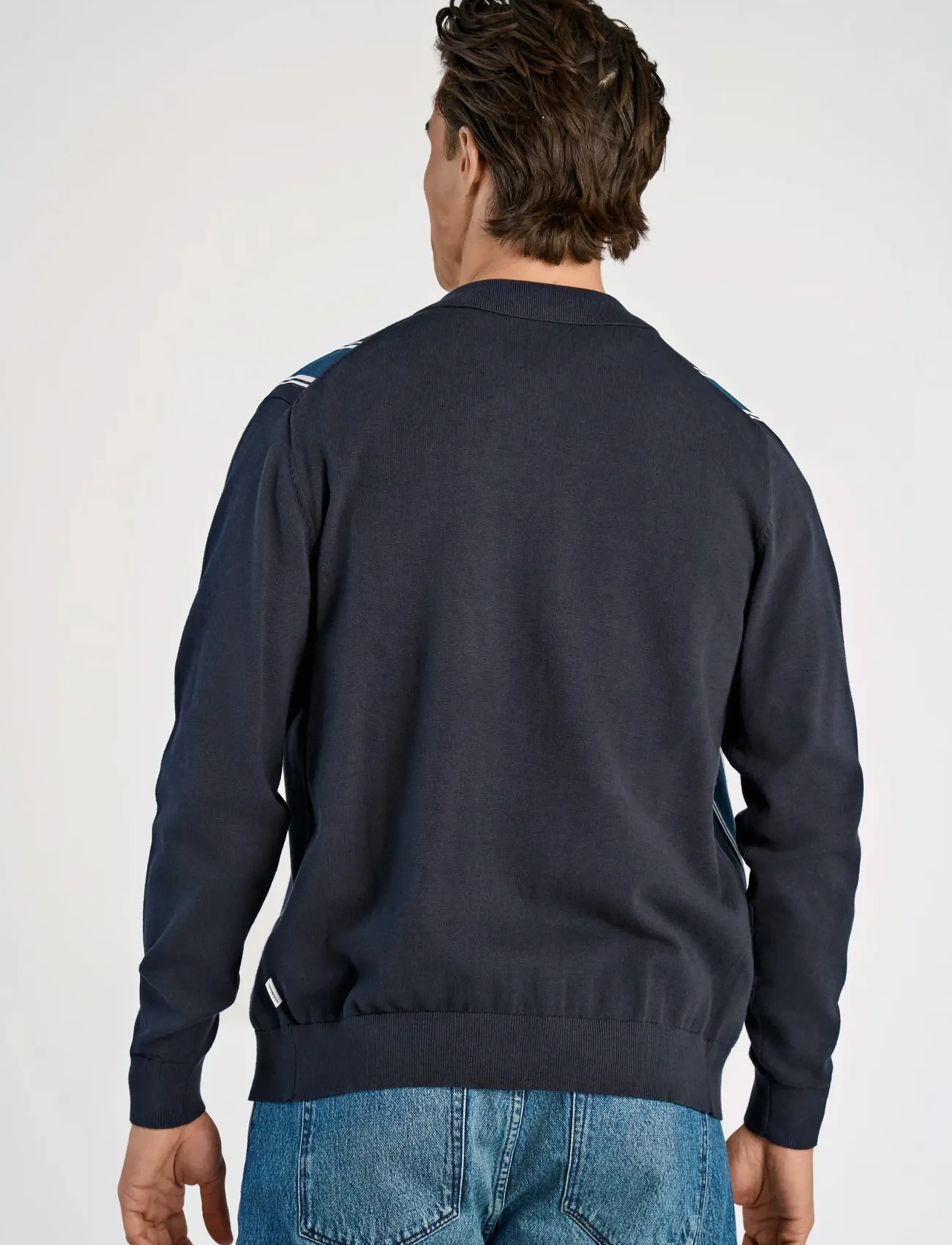 Lindbergh - ?Knitted polo cardigan L/S - cardigans - navy - 4
