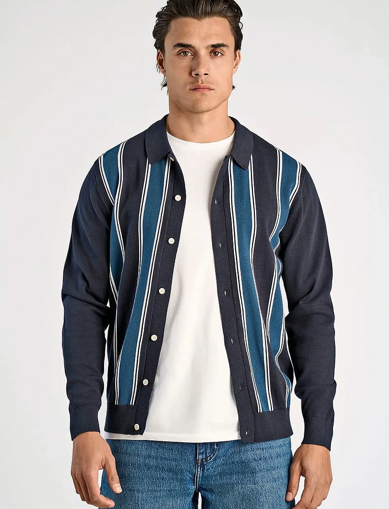 Lindbergh - ?Knitted polo cardigan L/S - kardiganid - navy - 5