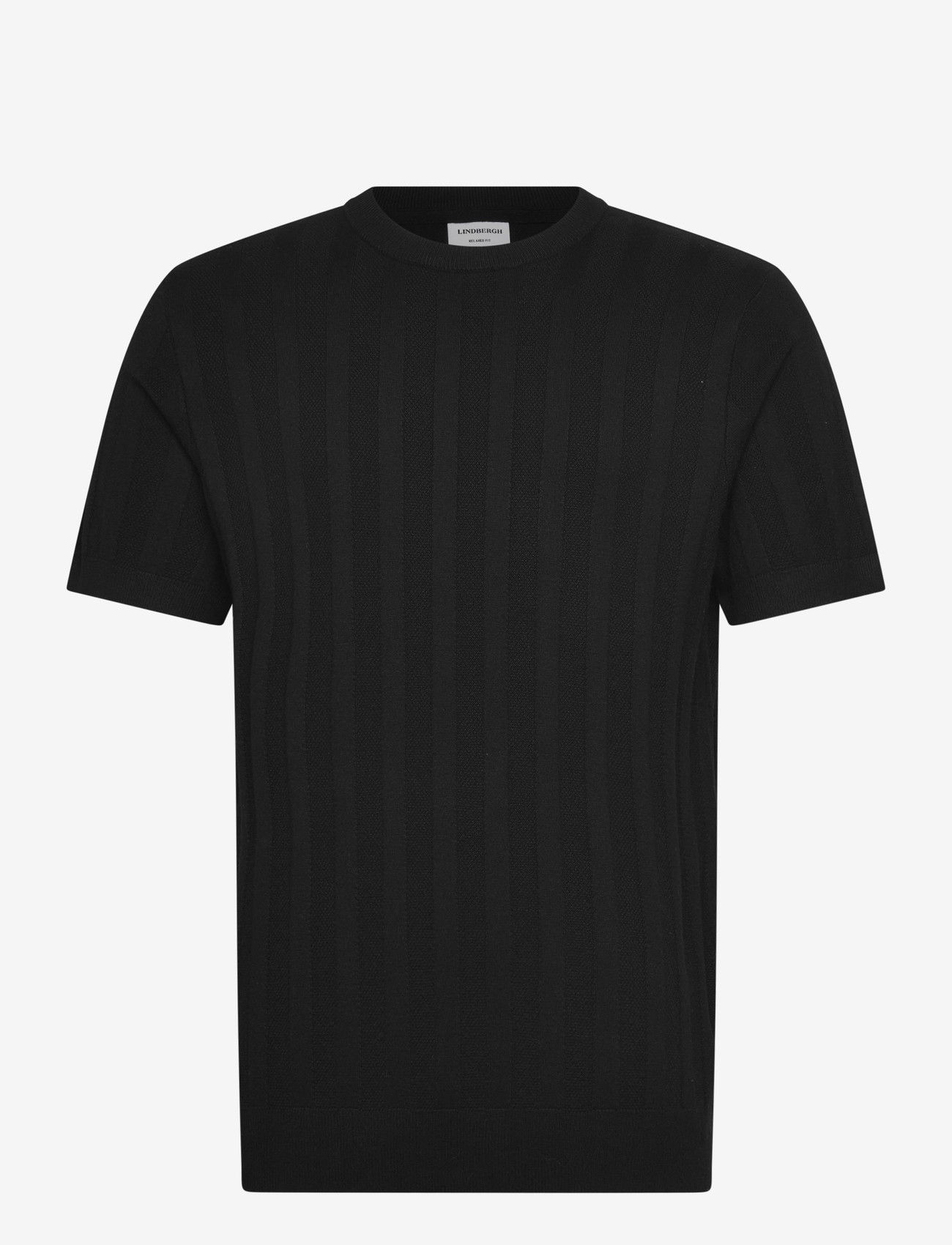 Lindbergh - Knitted crew neck t-shirt - kortærmede t-shirts - dusty black - 1