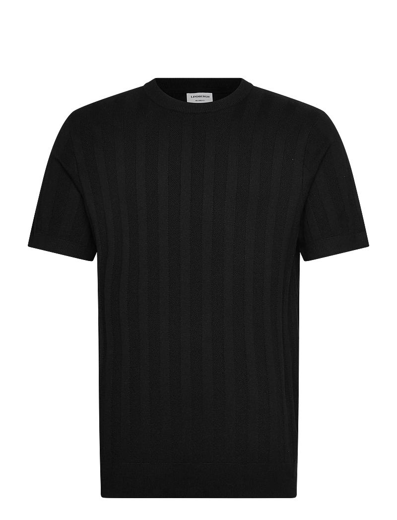 Lindbergh - Knitted crew neck t-shirt - kortærmede t-shirts - dusty black - 1