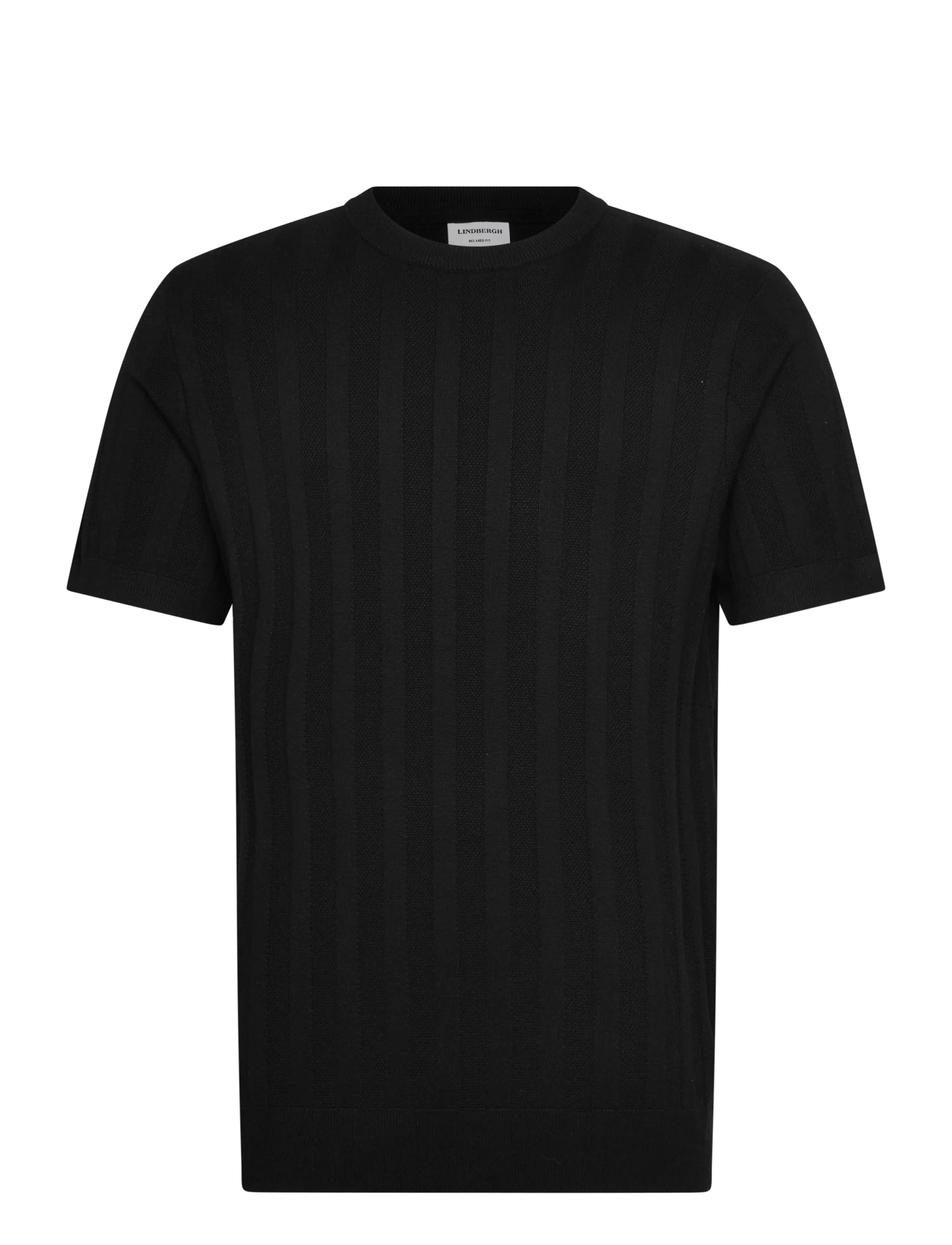 Lindbergh Knitted crew neck t-shirt - T-shirts - DUSTY BLACK / black