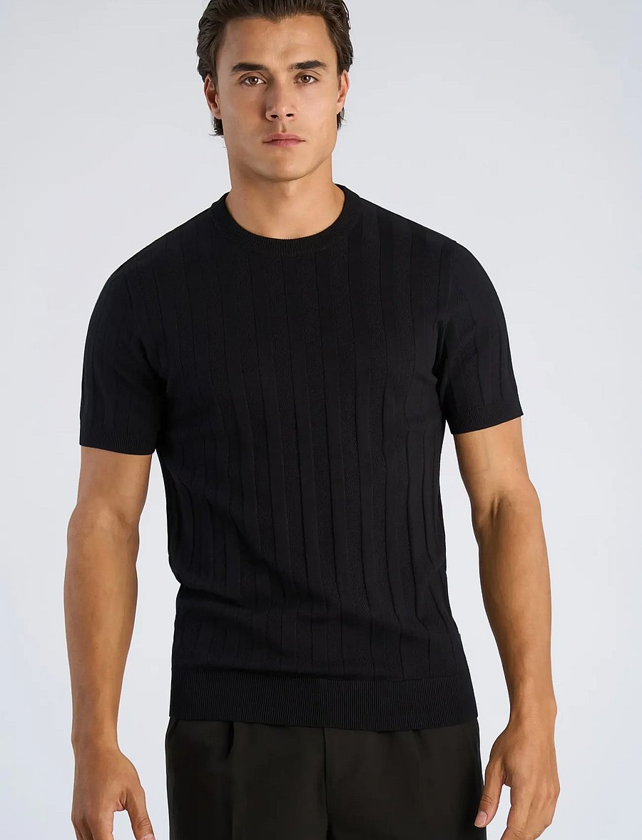 Lindbergh - Knitted crew neck t-shirt - kurzärmelig - dusty black - 3