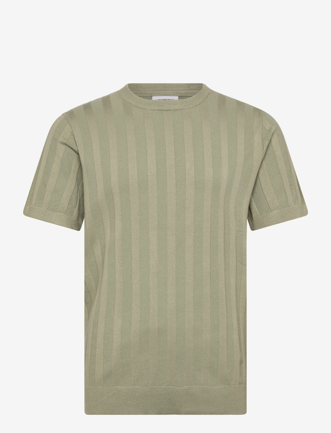 Lindbergh - Knitted crew neck t-shirt - kortærmede t-shirts - dusty green - 1