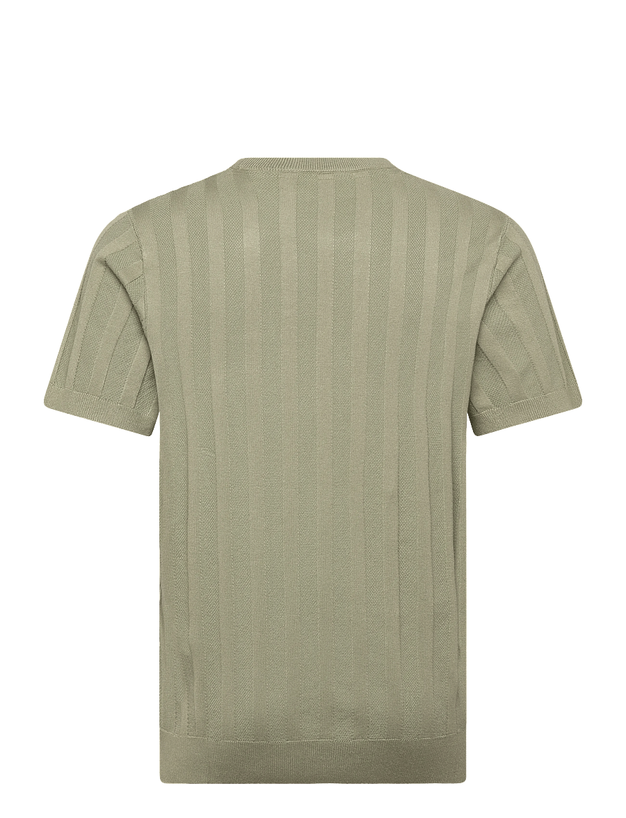 Lindbergh - Knitted crew neck t-shirt - short-sleeved t-shirts - dusty green - 2