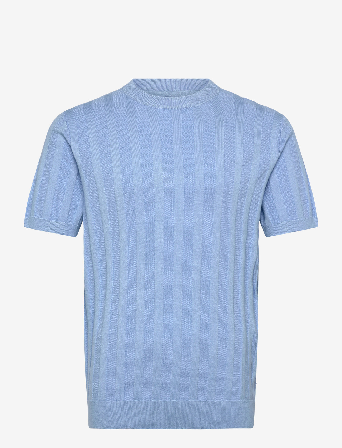 Lindbergh - Knitted crew neck t-shirt - kortærmede t-shirts - lt blue - 1