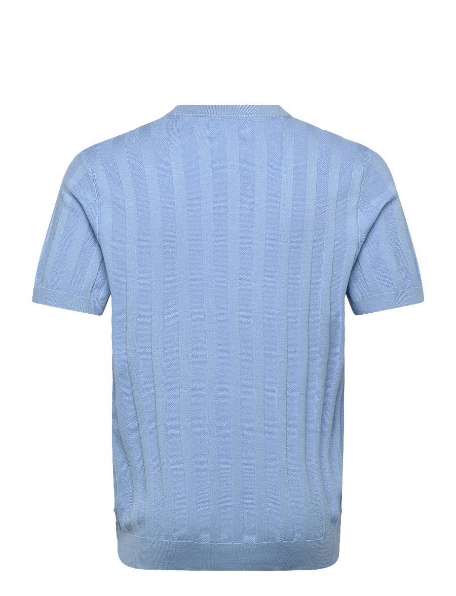 Lindbergh - Knitted crew neck t-shirt - short-sleeved t-shirts - lt blue - 2