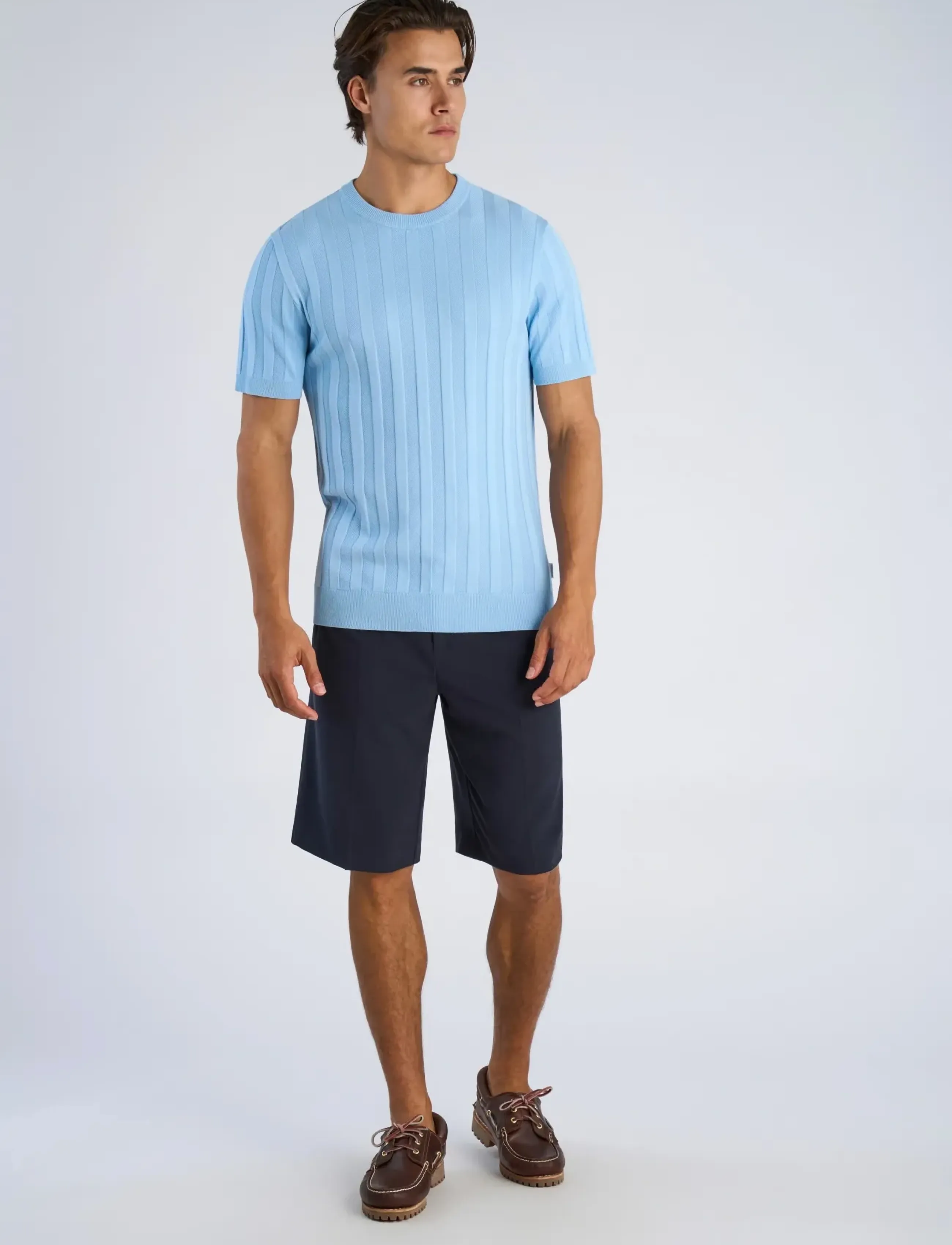 Lindbergh Knitted crew neck t-shirt - Kleidung - LT BLUE / blue