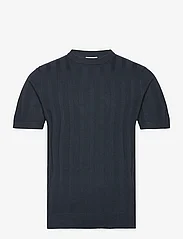 Lindbergh - Knitted crew neck t-shirt - kortermede t-skjorter - navy - 0
