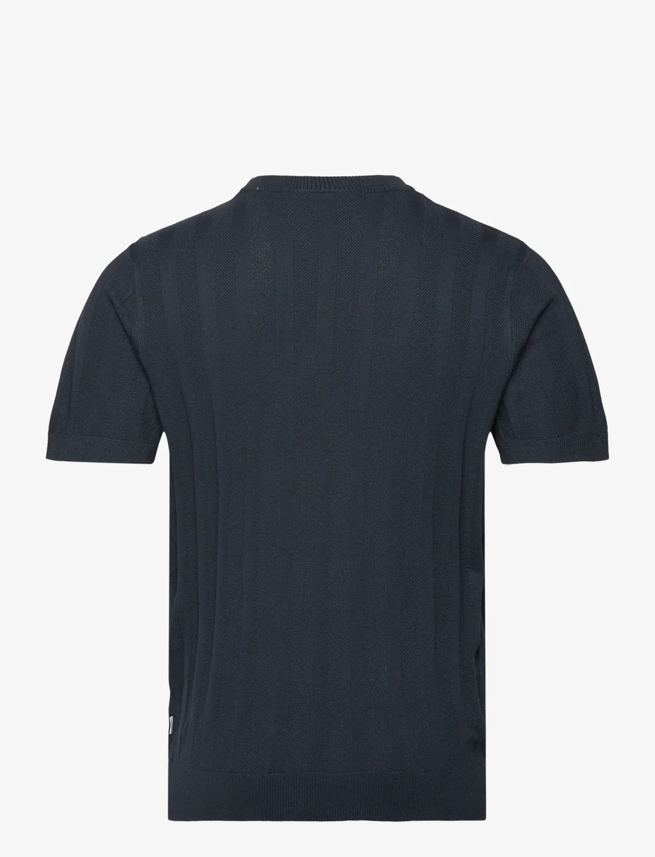 Lindbergh - Knitted crew neck t-shirt - short-sleeved t-shirts - navy - 1