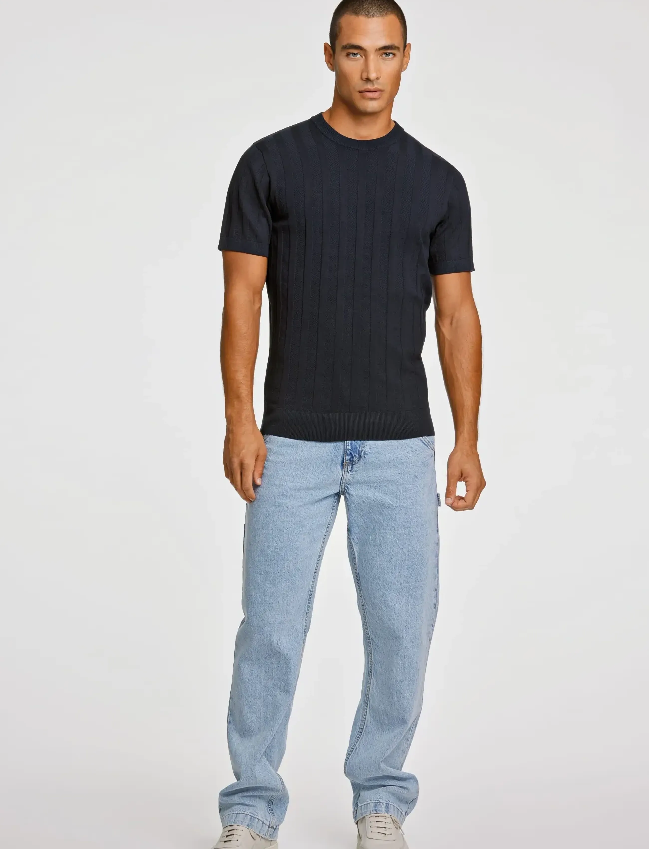 Lindbergh ?Knitted crew neck t-shirt - Lindbergh - NAVY / navy