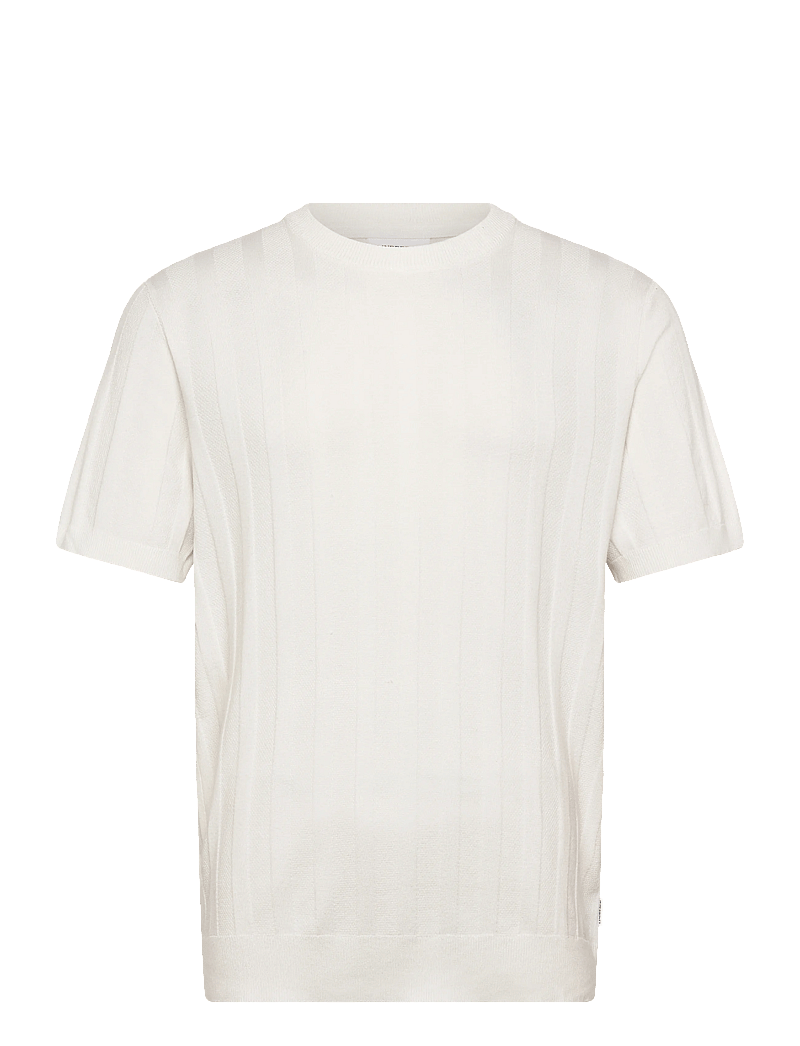 Lindbergh - Knitted crew neck t-shirt - krótki rękaw - salt white - 1