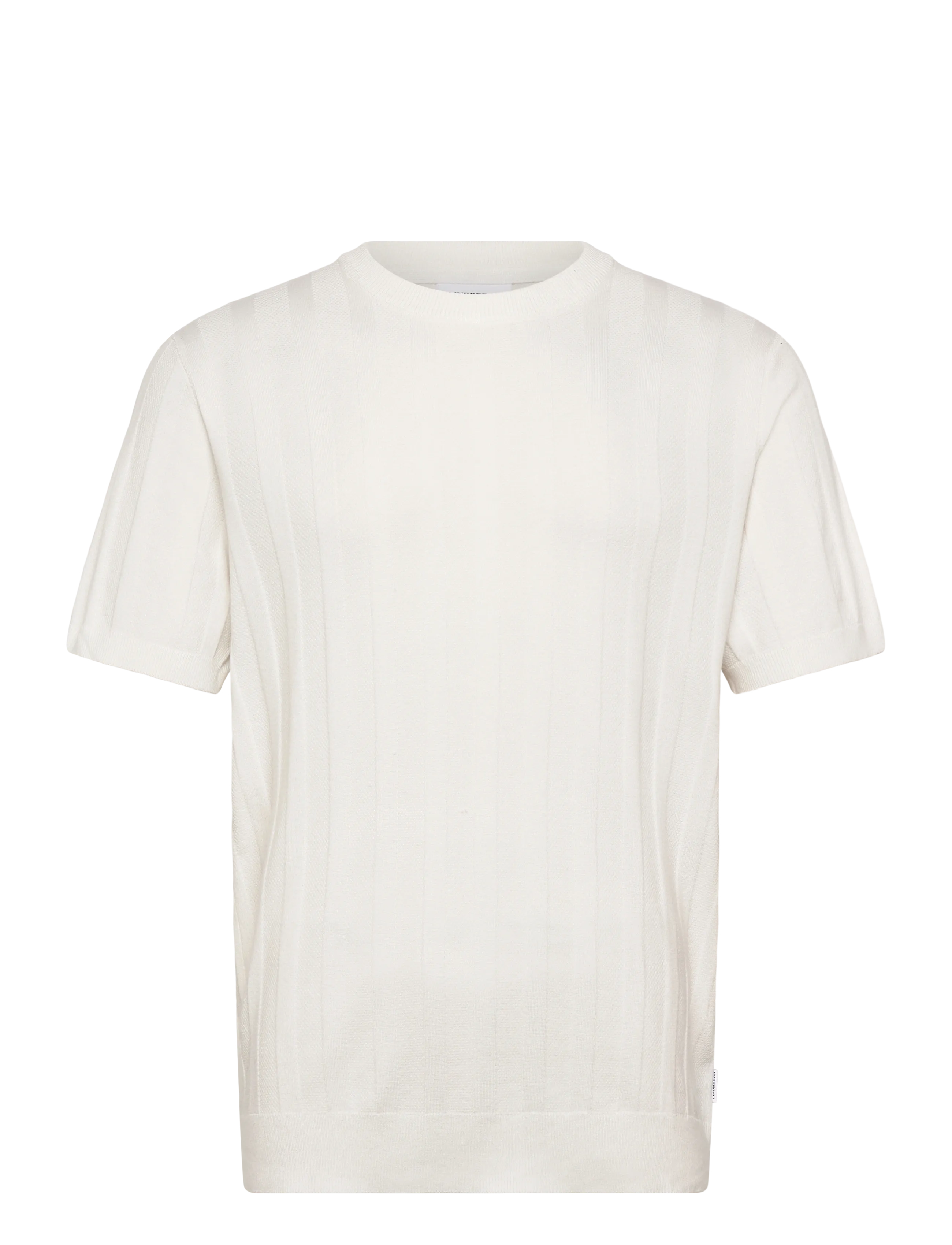 Lindbergh Knitted crew neck t-shirt - T-shirts - SALT WHITE / cream