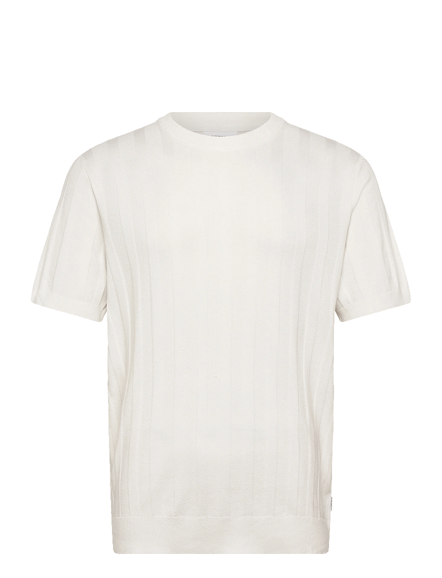 Lindbergh - Knitted crew neck t-shirt - kortærmede t-shirts - salt white - 1
