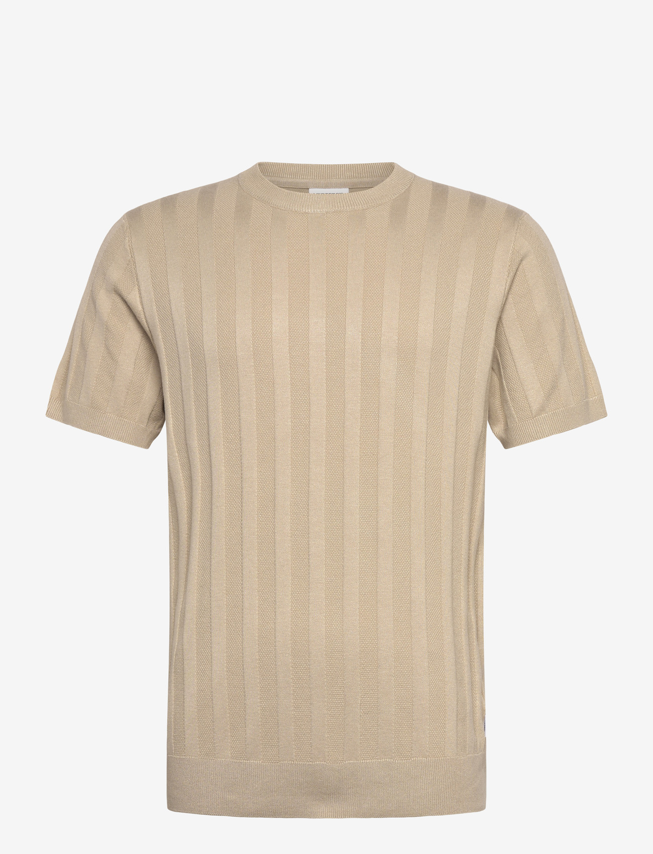 Lindbergh - Knitted crew neck t-shirt - t-shirts à manches courtes - stone - 1
