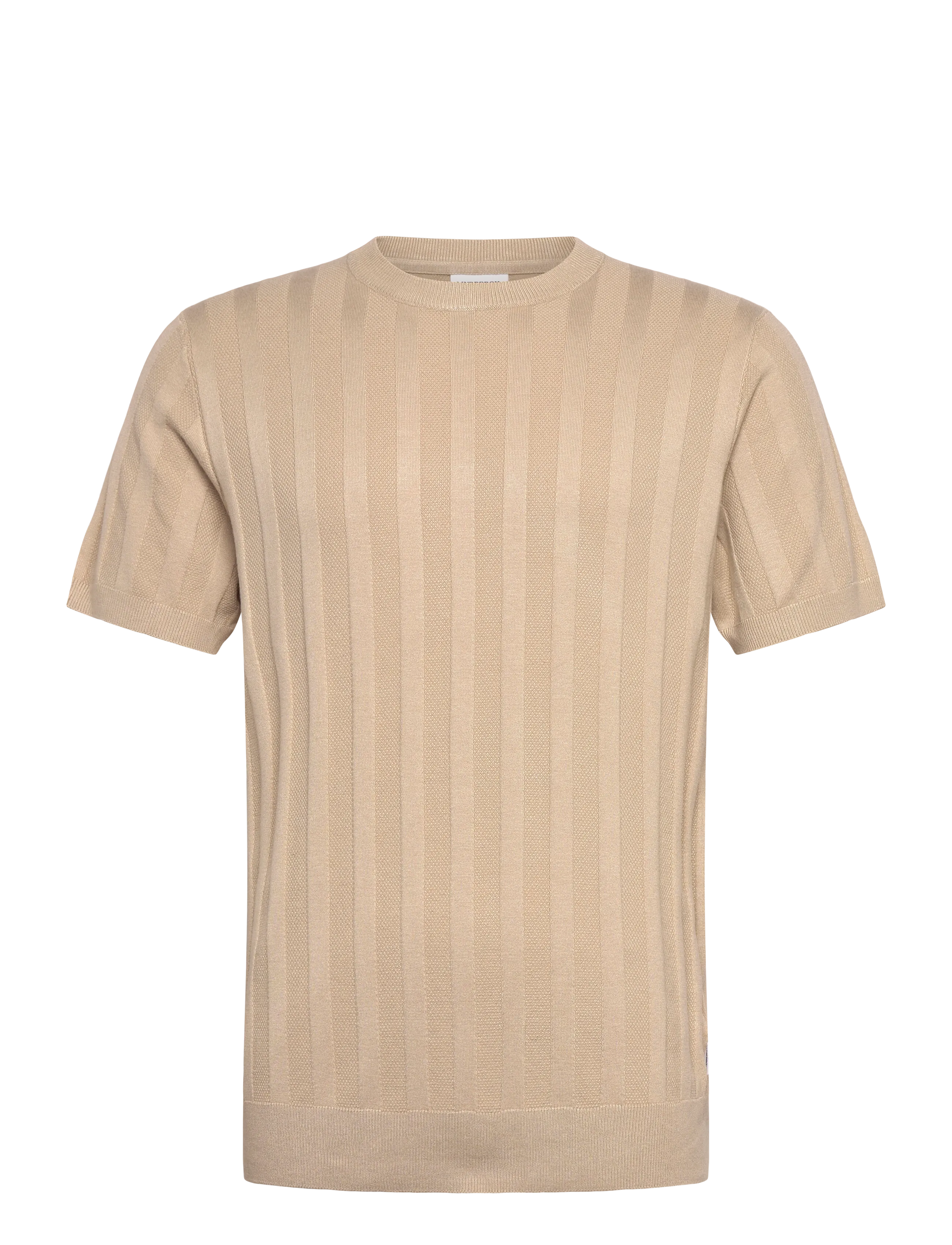 Lindbergh Knitted crew neck t-shirt - T-shirts - STONE / beige