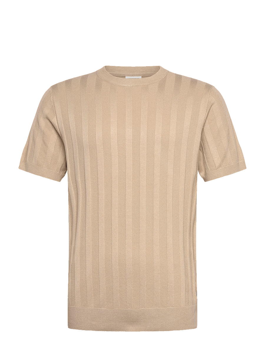 Lindbergh - Knitted crew neck t-shirt - kurzärmelig - stone - 1