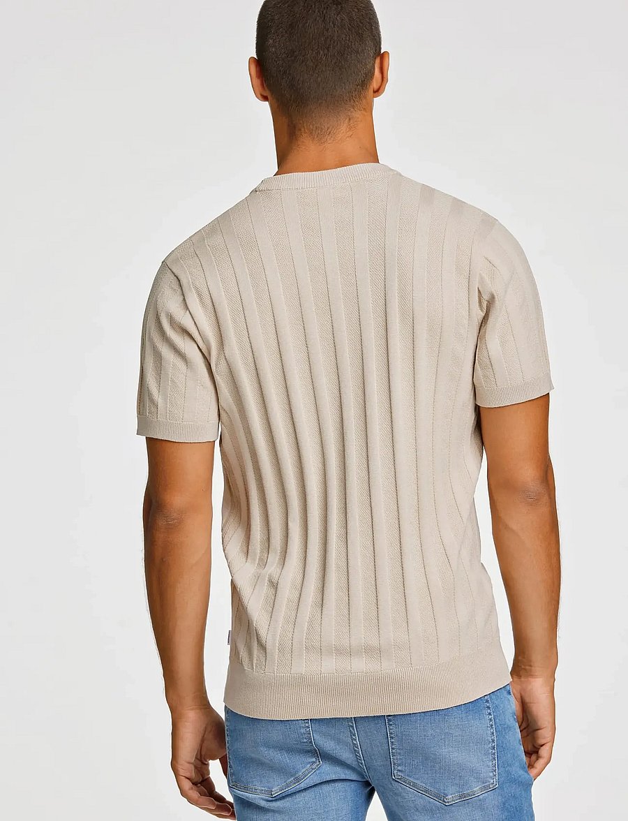 Lindbergh - Knitted crew neck t-shirt - kurzärmelig - stone - 4