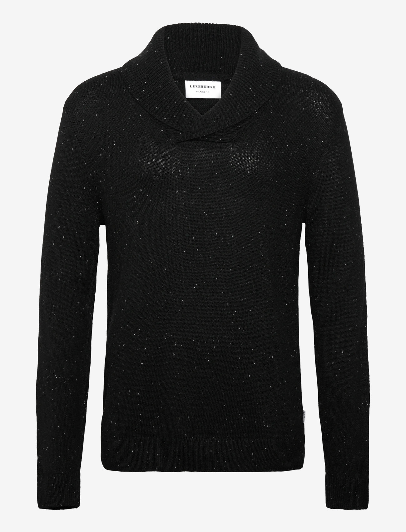 Lindbergh - Nep-yarn shawl collar knit - v-hals - black - 0