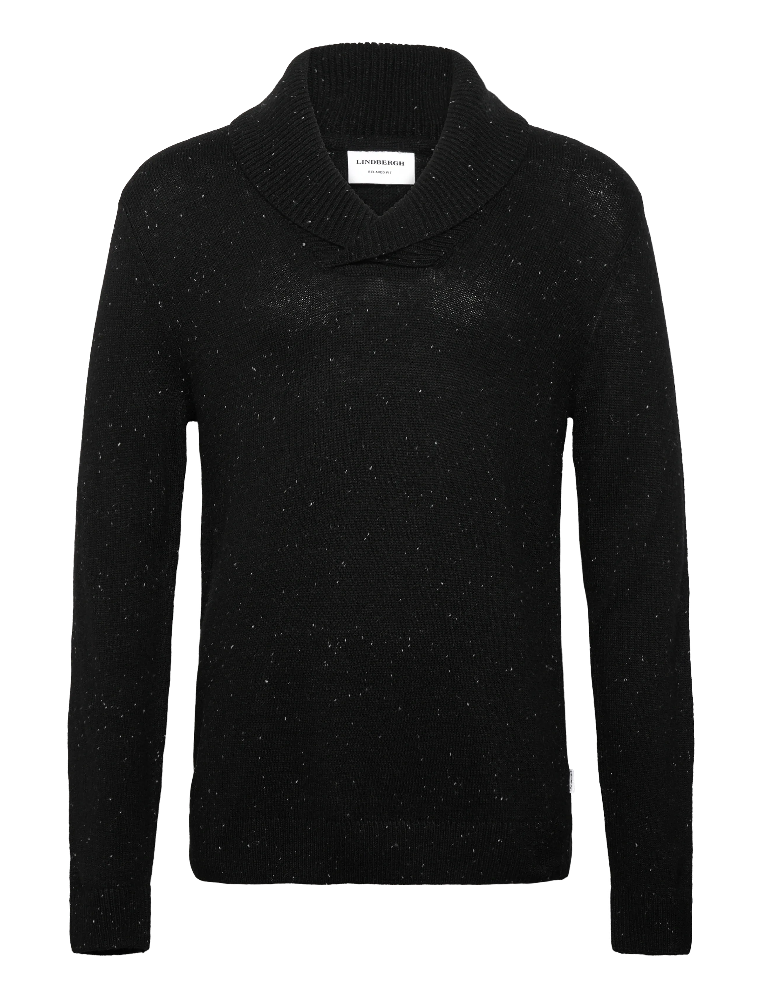 Lindbergh Nep-yarn shawl collar knit - V-hals - BLACK / black
