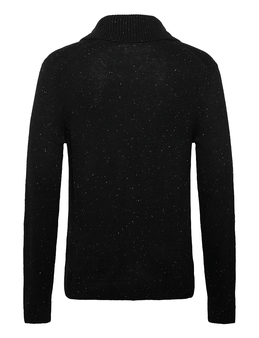 Lindbergh - Nep-yarn shawl collar knit - v-ausschnitt - black - 1