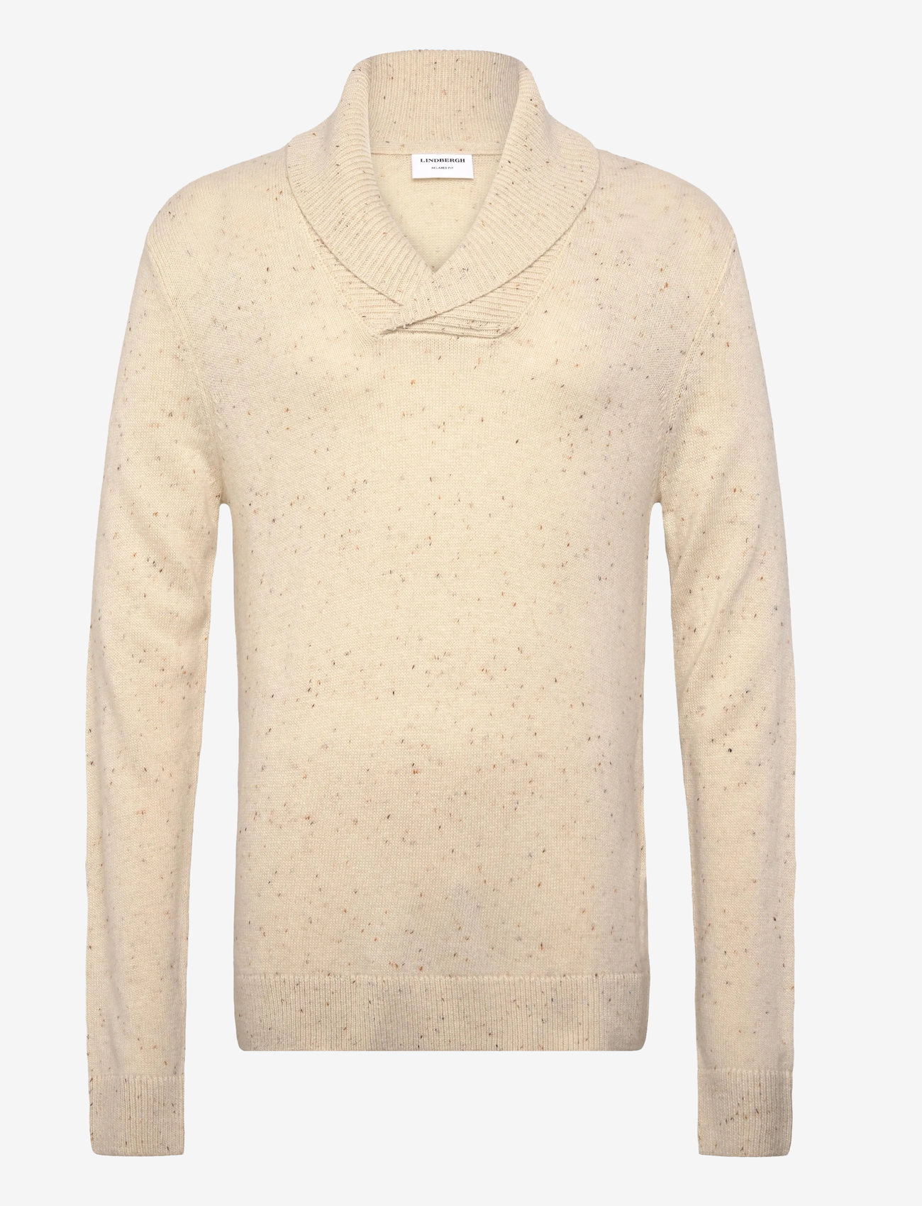 Lindbergh - Nep-yarn shawl collar knit - v-hals - ecru - 0